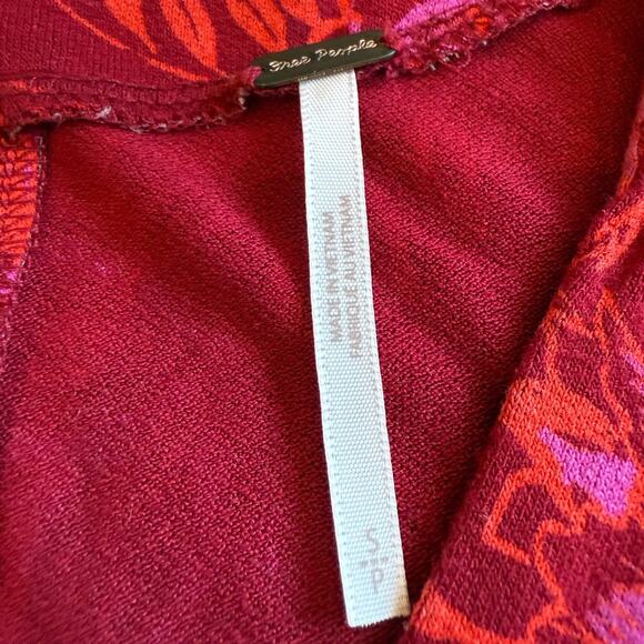 Free People Women’s Hello Lover Dress Tunic Top Size Small Red Ruched Fall - Picture 11 of 12